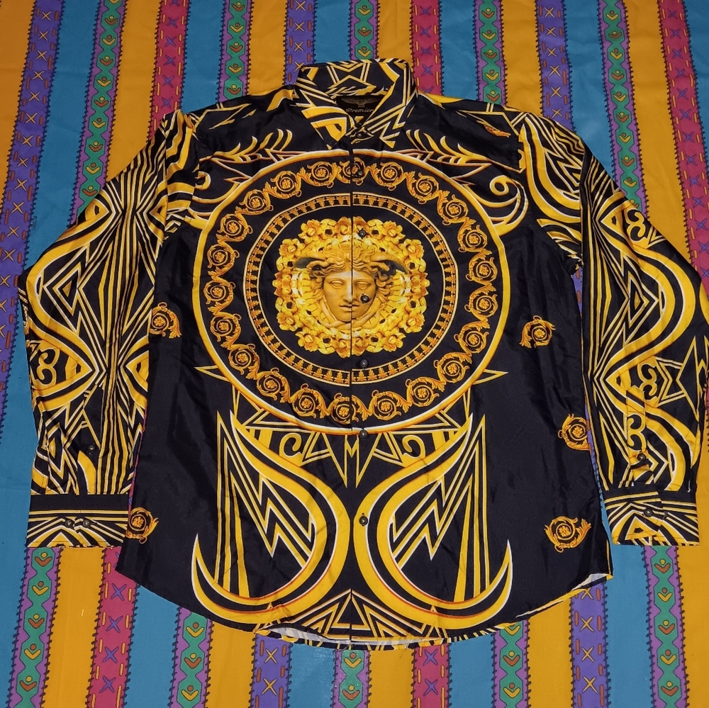 Premiere Medusa Designer Fashion Button Up Long Sleeve Shirt